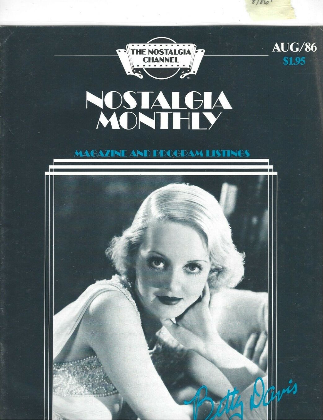 NOSTALGIA MONTHLY (CHANNEL) magazine side cover  August 1986