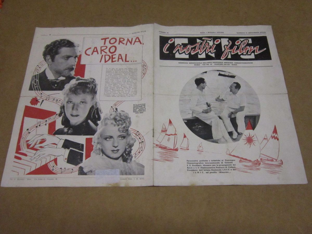 I NOSTRI FILM magazine side cover Issue 82  September 1939