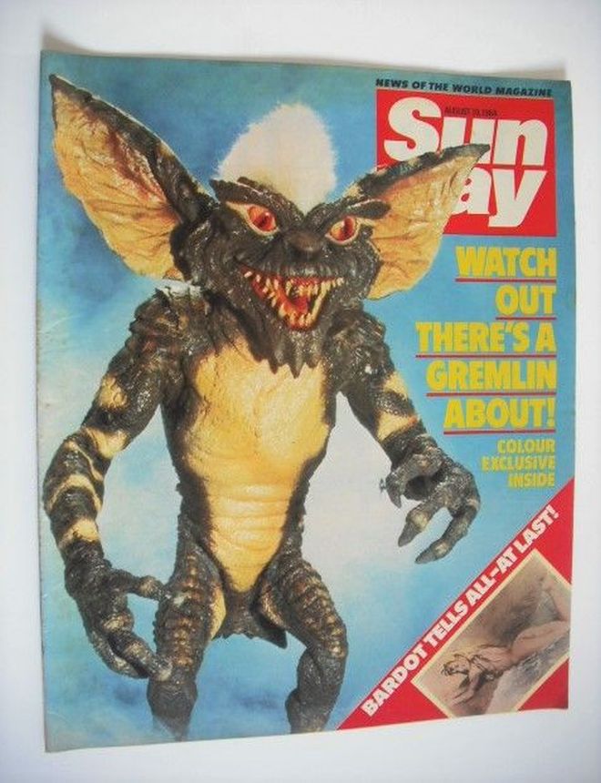 NEWS OF THE WORLD SUNDAY magazine side cover 19 August 1984