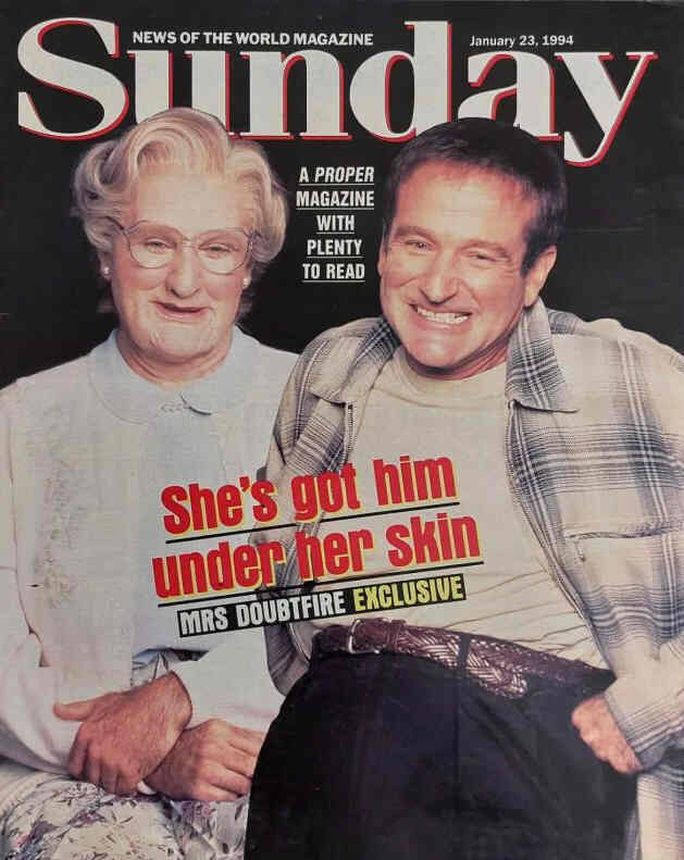 NEWS OF THE WORLD SUNDAY magazine side cover 23 January 1994