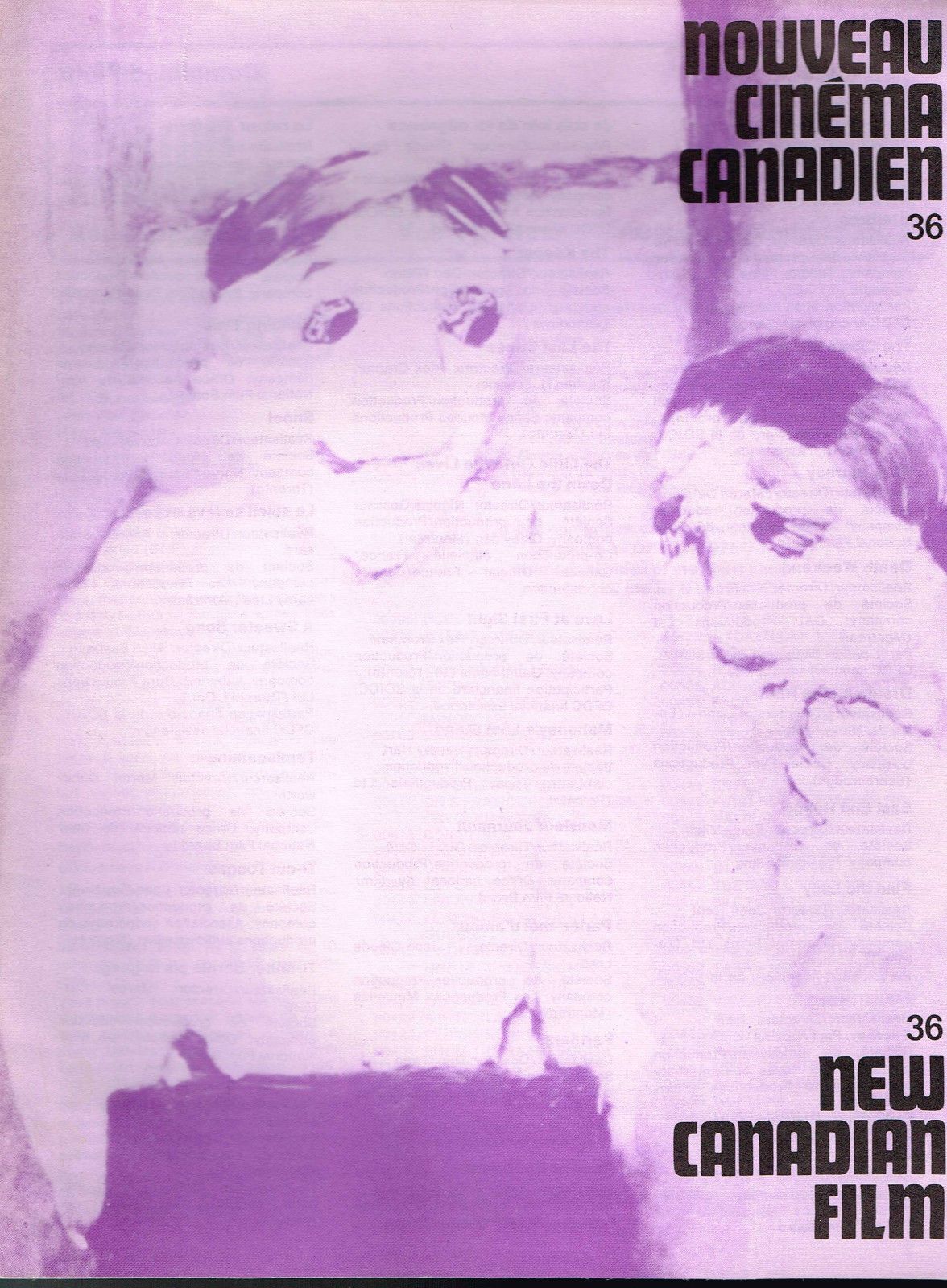 NOUVEAU CINEMA CANADIEN / NEW CANADIAN FILM magazine side cover Issue 36  August/September 1976