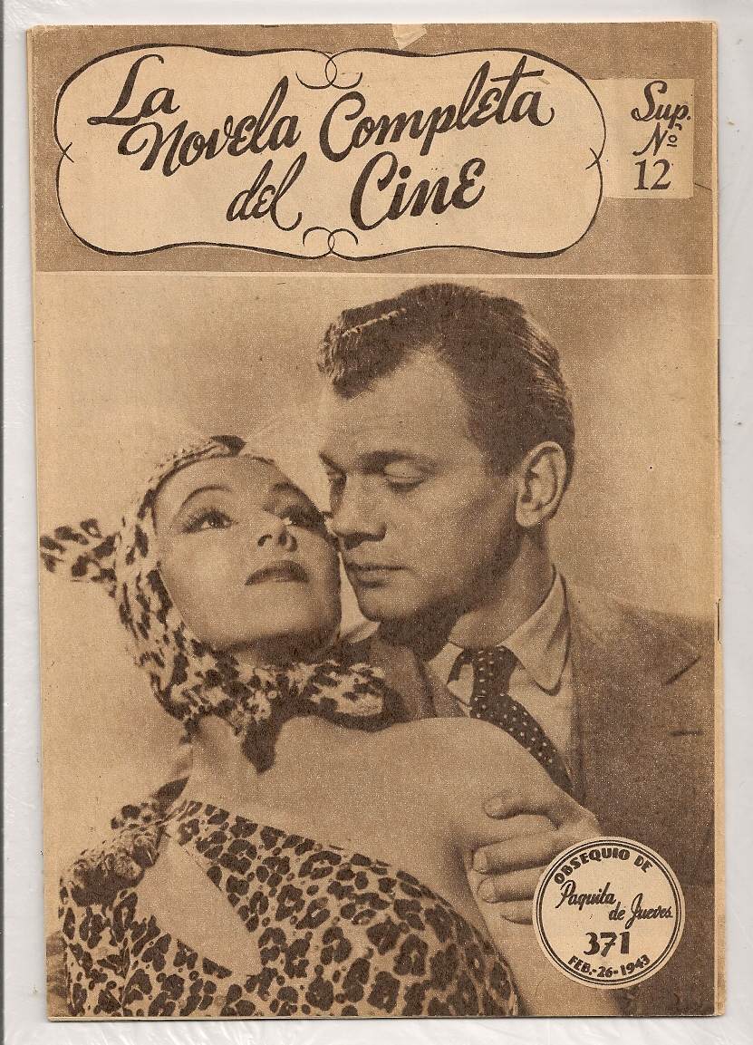 NOVELA COMPLETA DEL CINE | LA magazine side cover Issue 12 February 1943