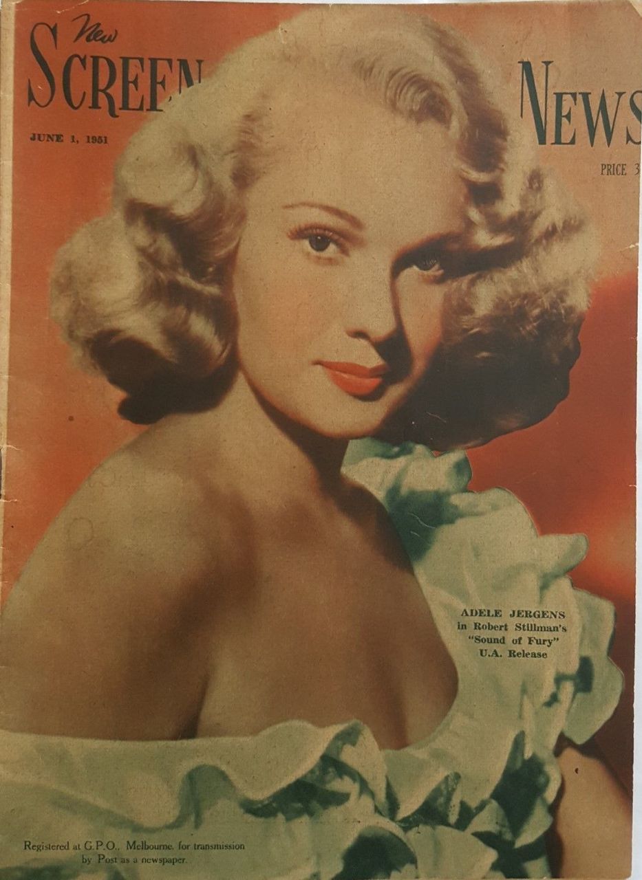 NEW SCREEN NEWS magazine side cover 1 June 1951