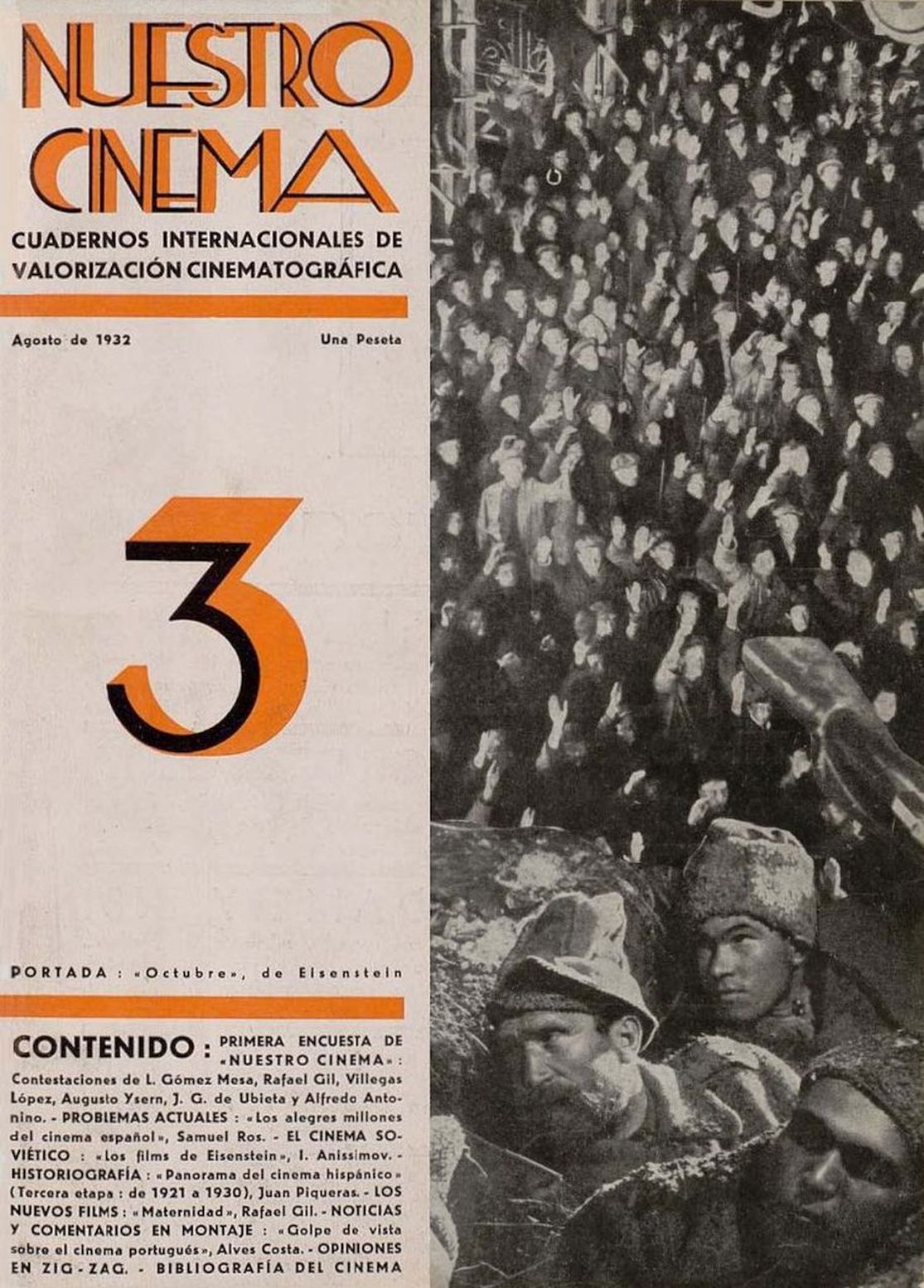 NUESTRO CINEMA magazine side cover Issue 3  August 1932