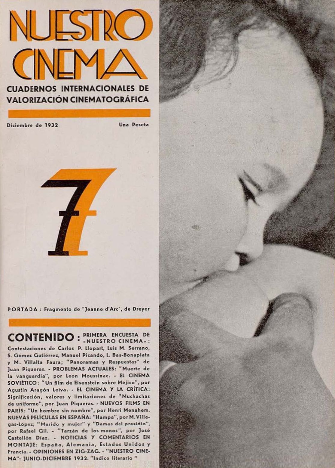 NUESTRO CINEMA magazine side cover Issue 7  December 1932