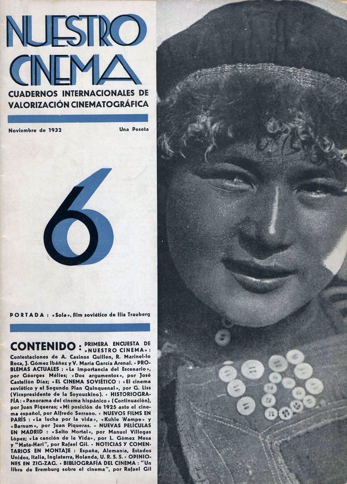 NUESTRO CINEMA magazine side cover Issue 6 November 1932