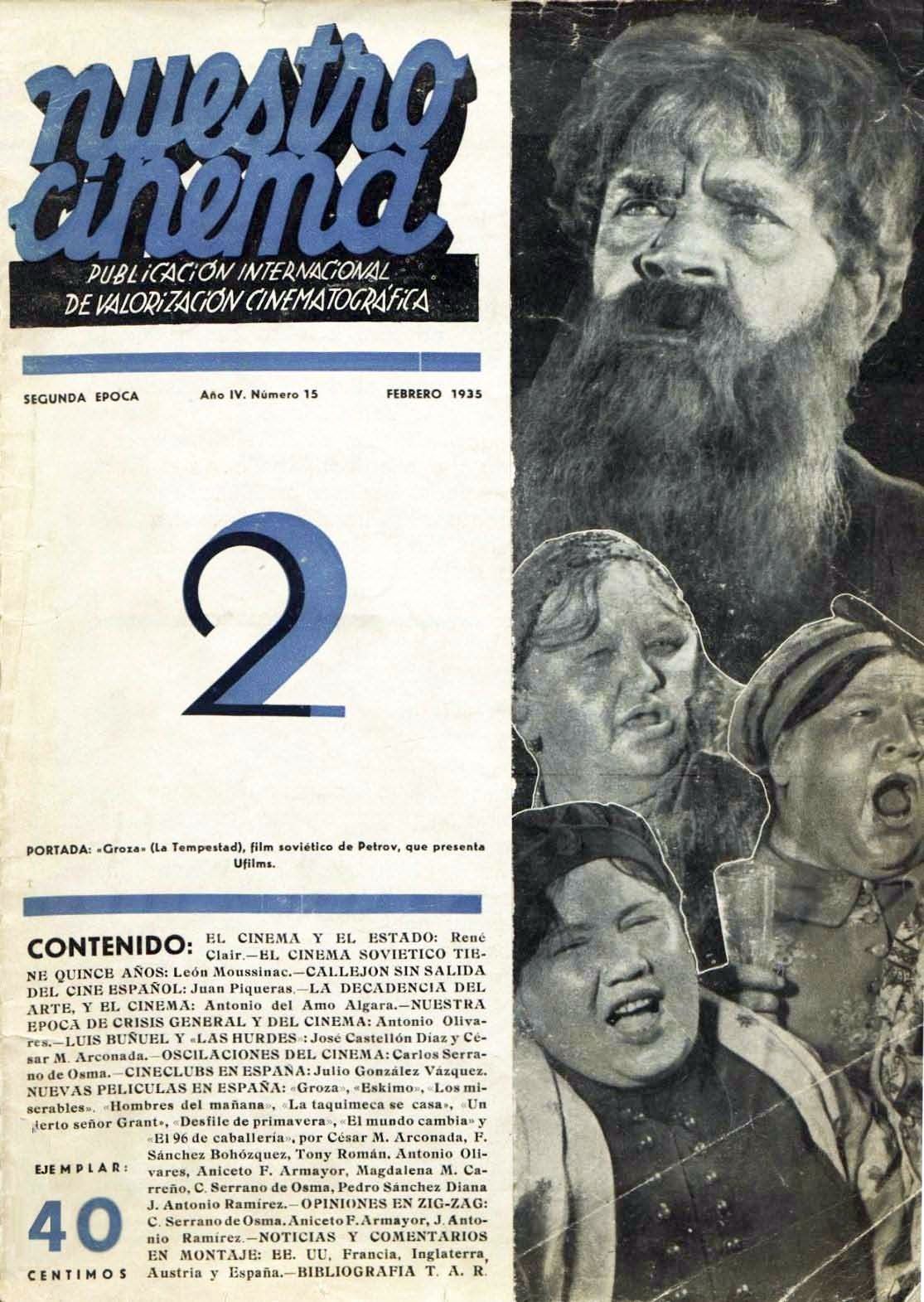 NUESTRO CINEMA magazine side cover Issue 15 February 1935