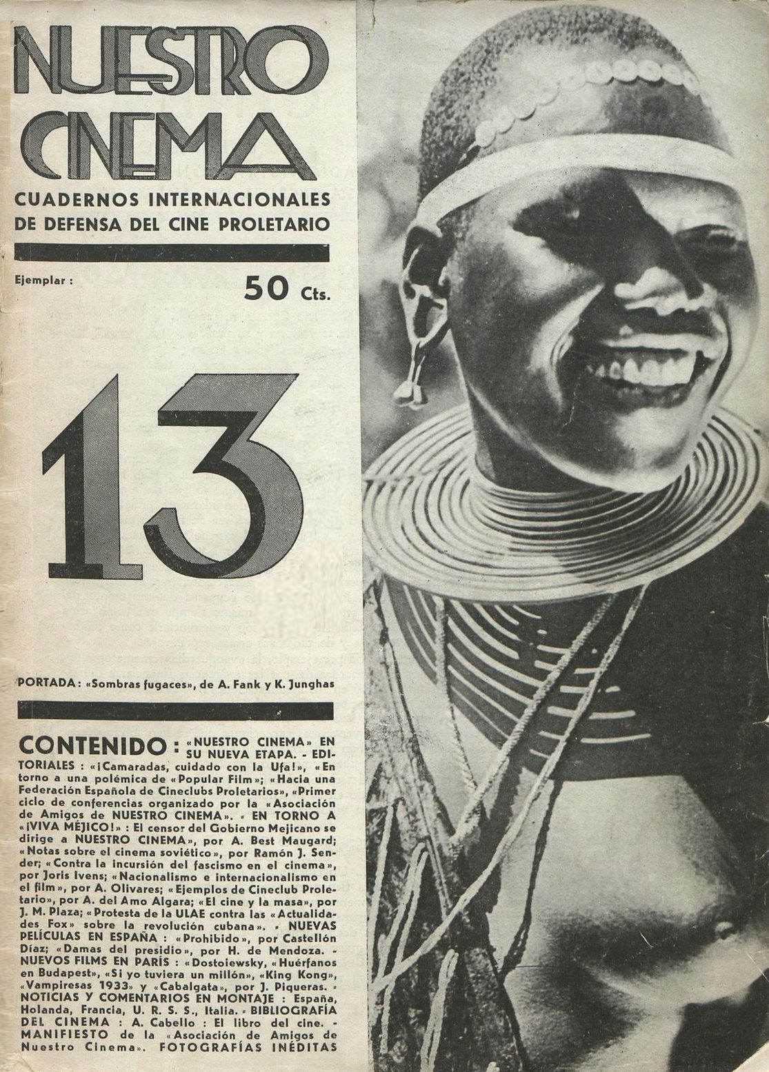 NUESTRO CINEMA magazine side cover Issue 13  1933