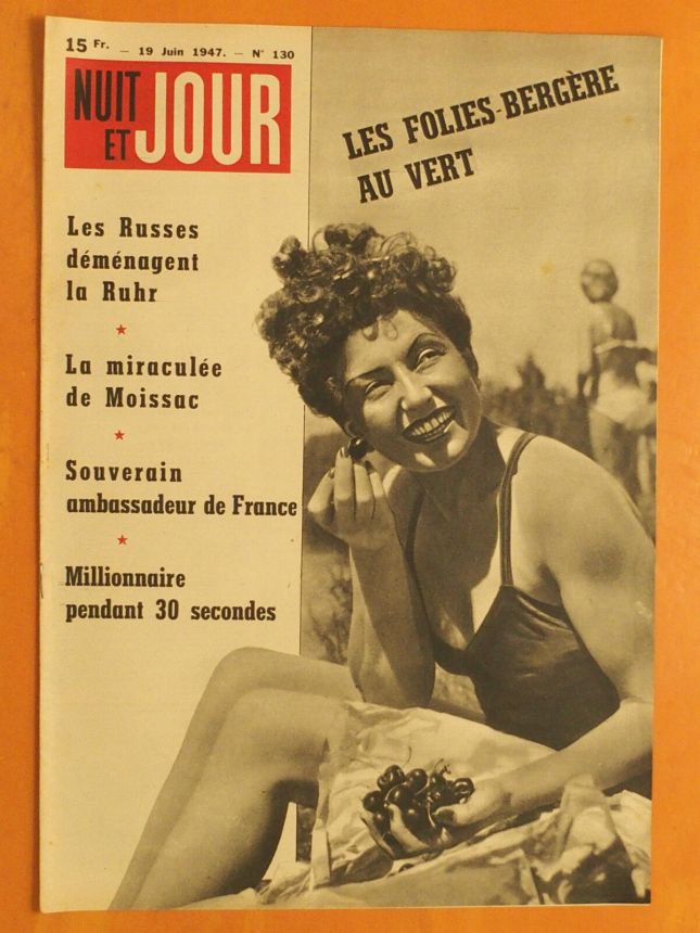 NUIT ET JOUR magazine side cover Issue 130 19 June 1947