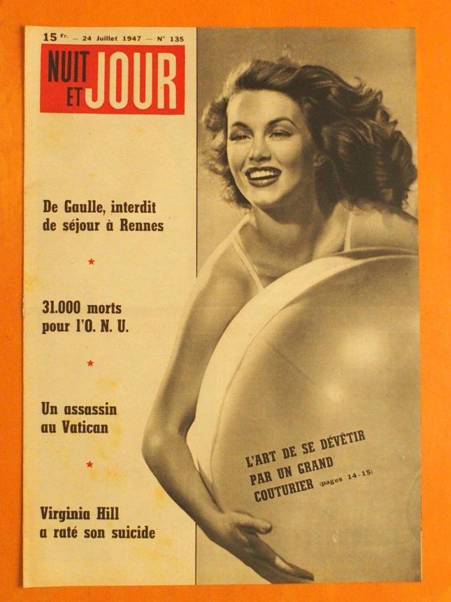NUIT ET JOUR magazine side cover Issue 135 24 July 1947