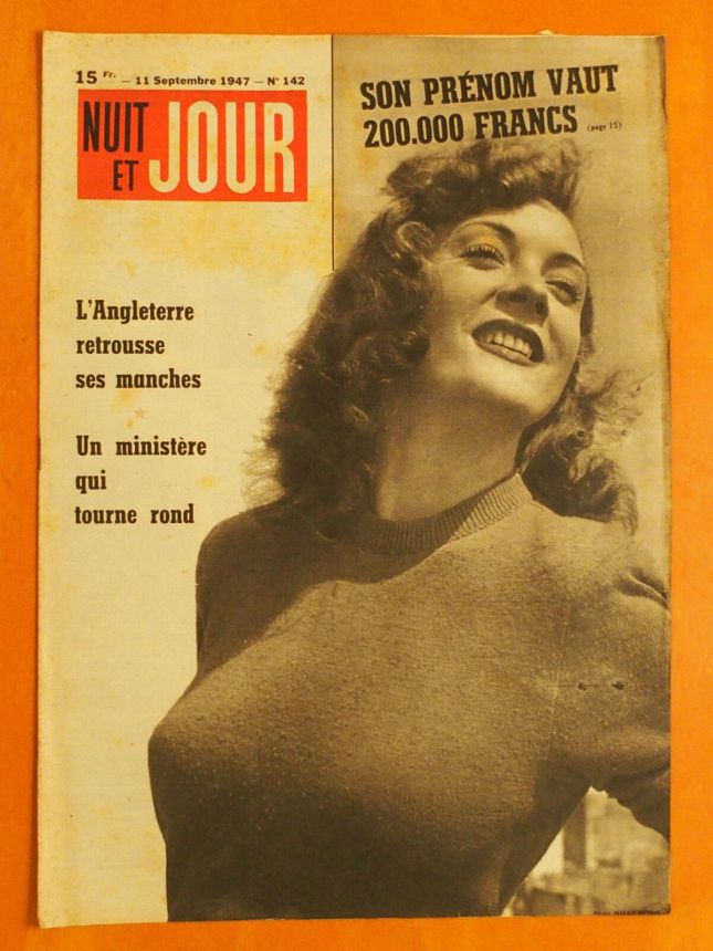NUIT ET JOUR magazine side cover Issue 142 11 September 1947