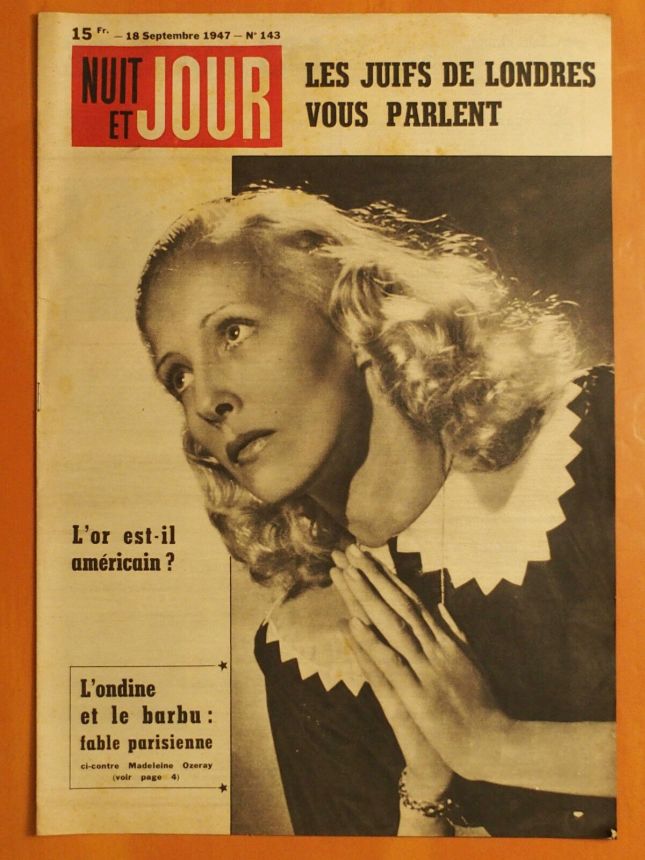 NUIT ET JOUR magazine side cover Issue 143 18 September 1947