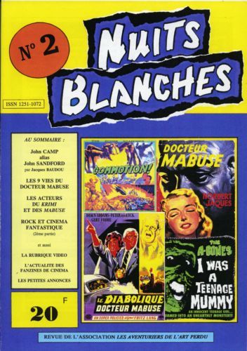 NUITS BLANCHES magazine side cover Issue 2 3rd Quarter 1994