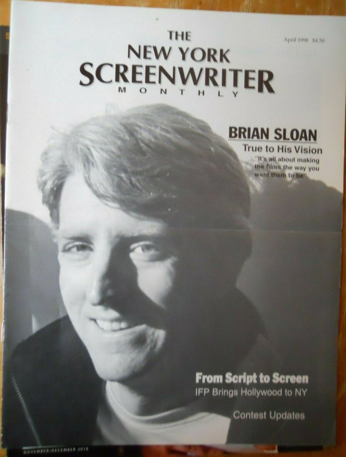 NEW YORK SCREENWRITER magazine side cover  April 1998