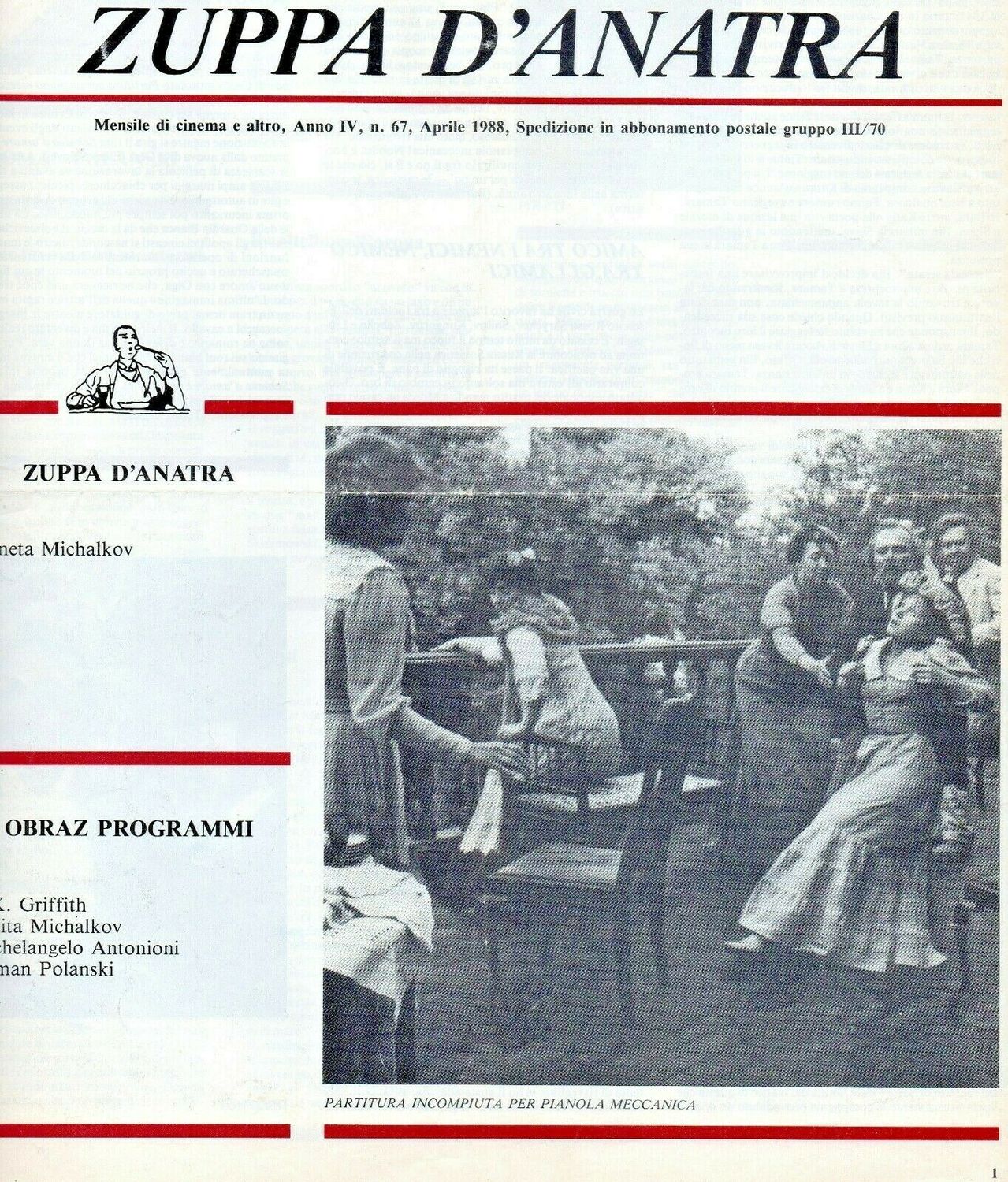OBRAZ CINESTUDIO magazine side cover Issue 67 13 April 1988
