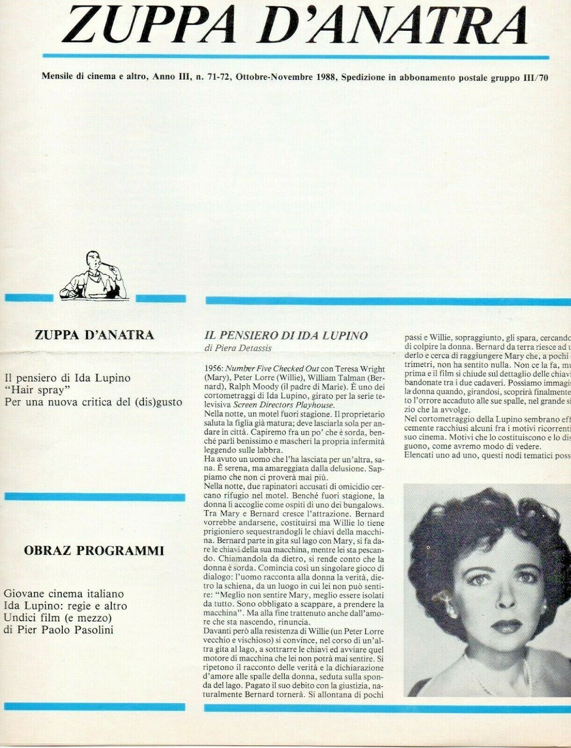 OBRAZ CINESTUDIO magazine side cover Issue 71-2 21 October 1988