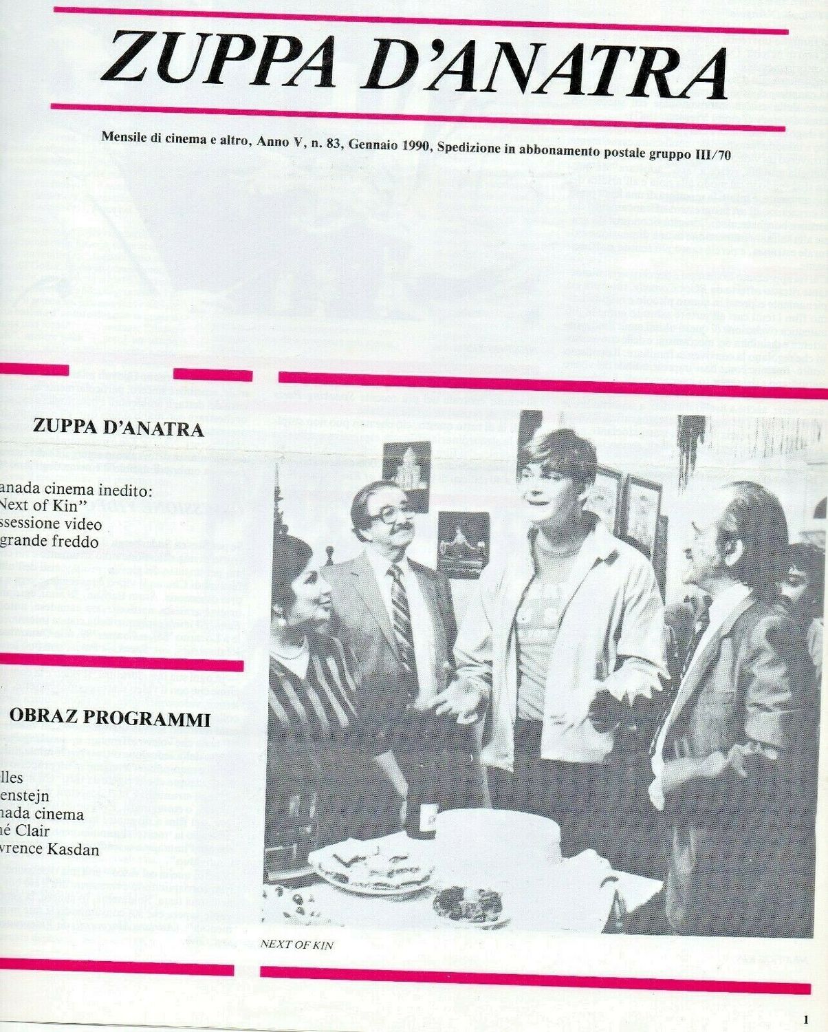 OBRAZ CINESTUDIO magazine side cover Issue 83 23 January 1990