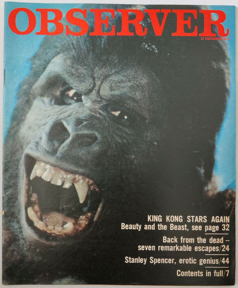 OBSERVER MAGAZINE magazine side cover 12 December 1976