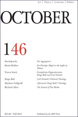 OCTOBER magazine side cover Issue 146 Fall 2013