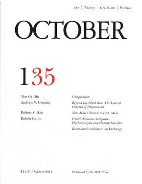 OCTOBER magazine side cover Issue 135 Winter 2011