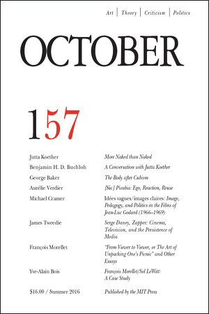 OCTOBER magazine side cover Issue 157 Summer 2016