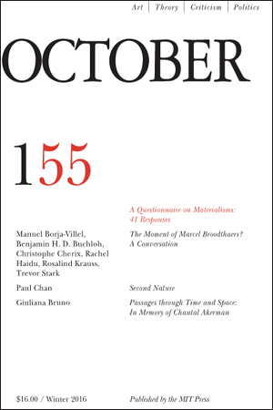 OCTOBER magazine side cover Issue 155 Winter 2016