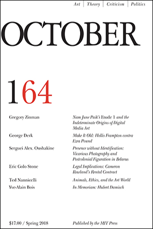 OCTOBER magazine side cover Issue 164 Spring 2018