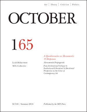 OCTOBER magazine side cover Issue 165 Summer 2018