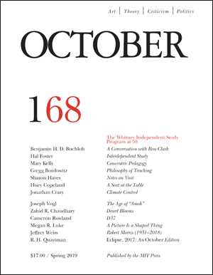 OCTOBER magazine side cover Issue 168 Spring 2019