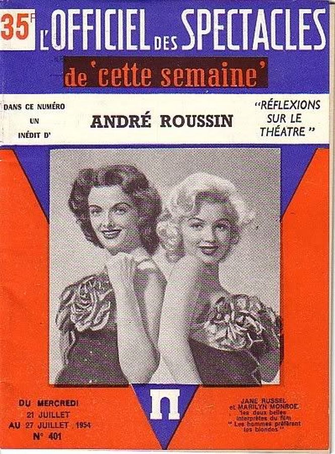 OFFICIEL DES SPECTACLES magazine side cover Issue 401 21 July 1954