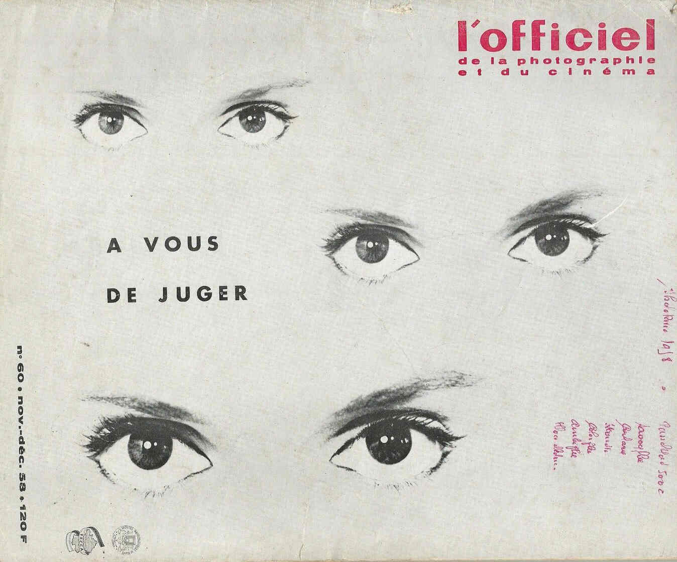 OFFICIEL magazine side cover Issue 60 November/December 1958