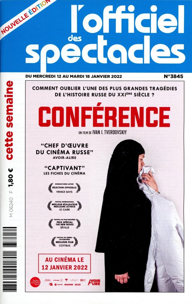 OFFICIEL DES SPECTACLES magazine side cover Issue 3845 18 January 2022