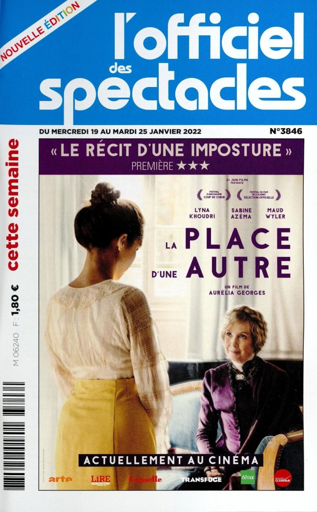 OFFICIEL DES SPECTACLES magazine side cover Issue 3846 25 January 2022