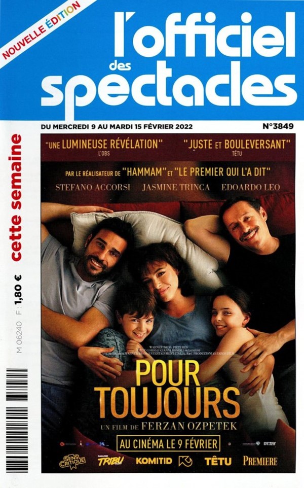 OFFICIEL DES SPECTACLES magazine side cover Issue 3849 15 February 2022