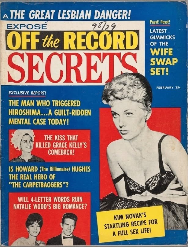 OFF THE RECORD SECRETS magazine side cover  November 1962