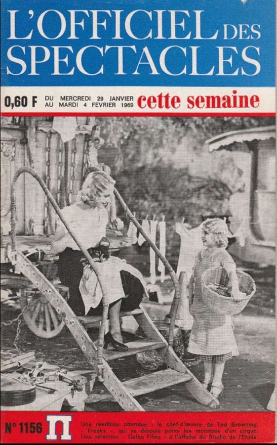 OFFICIEL DES SPECTACLES magazine side cover Issue 1156 29 January 1969