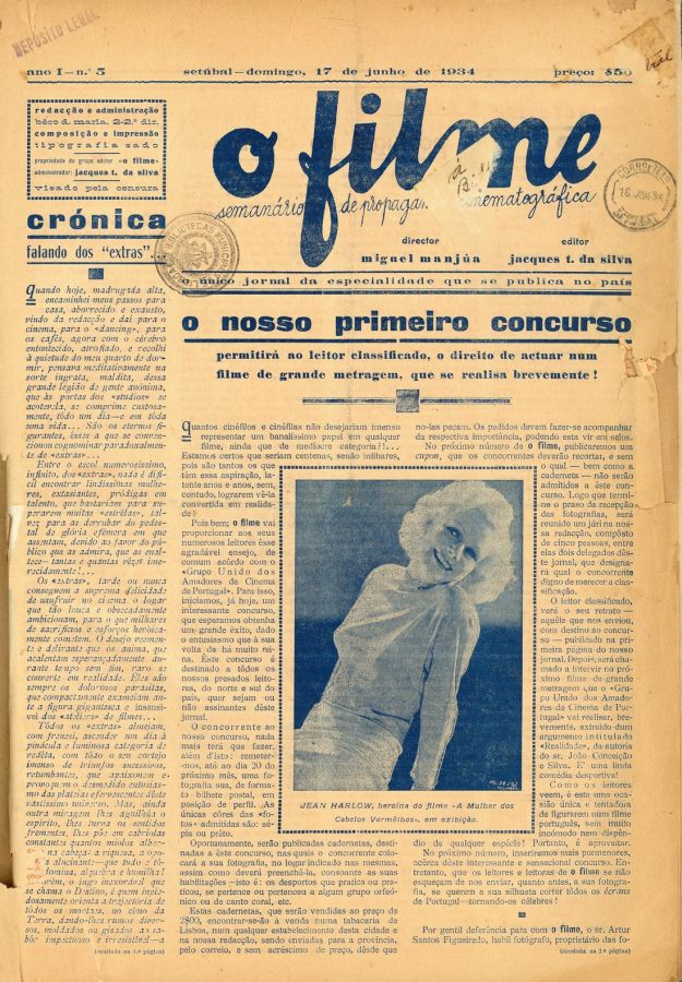 O FILME magazine side cover Issue 5 17 June 1934