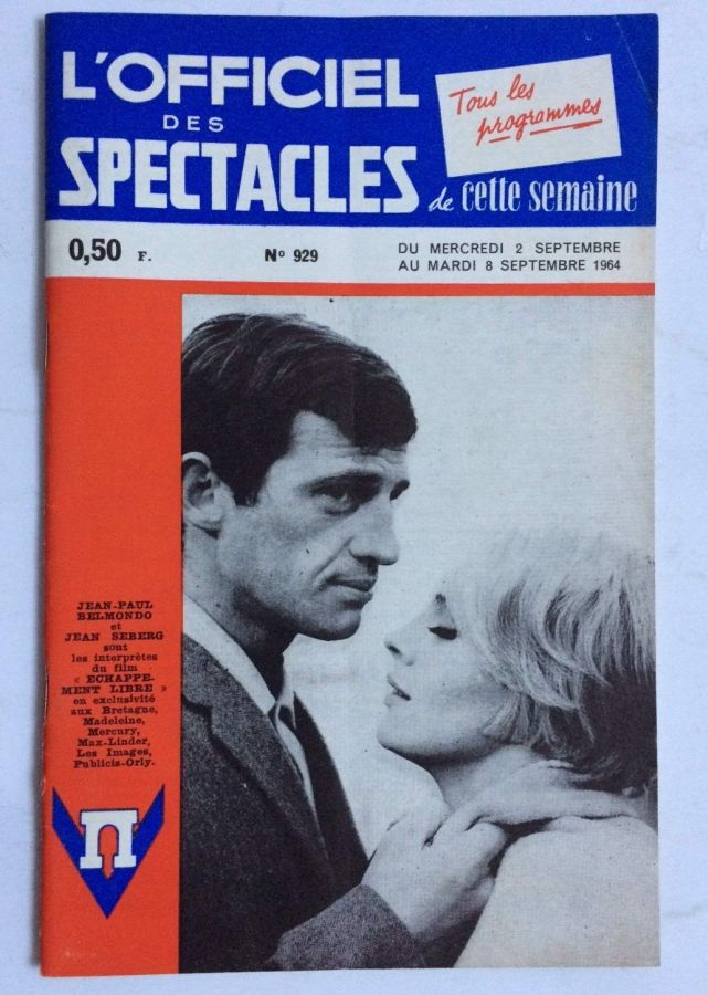 OFFICIEL DES SPECTACLES magazine side cover Issue 929 2 September 1964