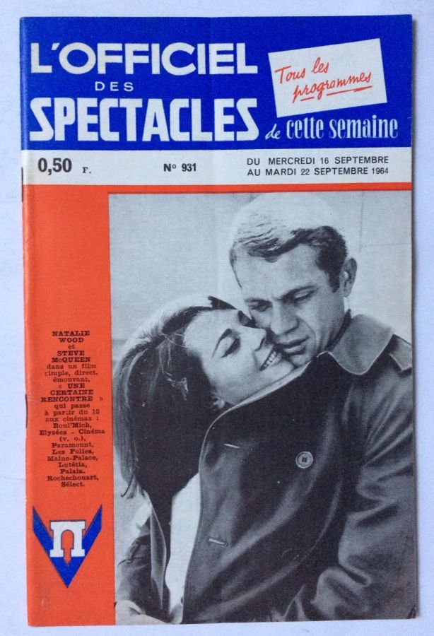 OFFICIEL DES SPECTACLES magazine side cover Issue 931 16 September 1964