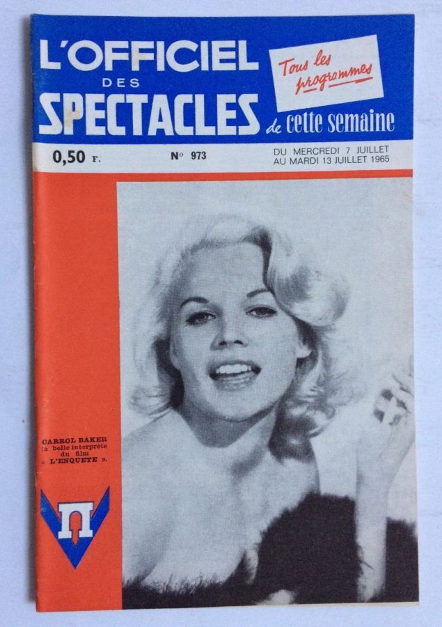 OFFICIEL DES SPECTACLES magazine side cover Issue 973 7 July 1965