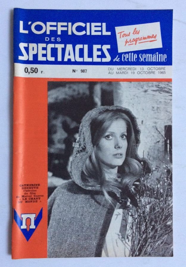 OFFICIEL DES SPECTACLES magazine side cover Issue 987 13 October 1965