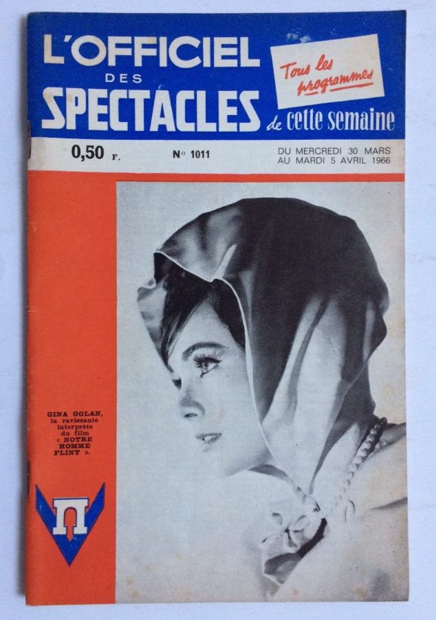 OFFICIEL DES SPECTACLES magazine side cover Issue 1011 30 March 1966