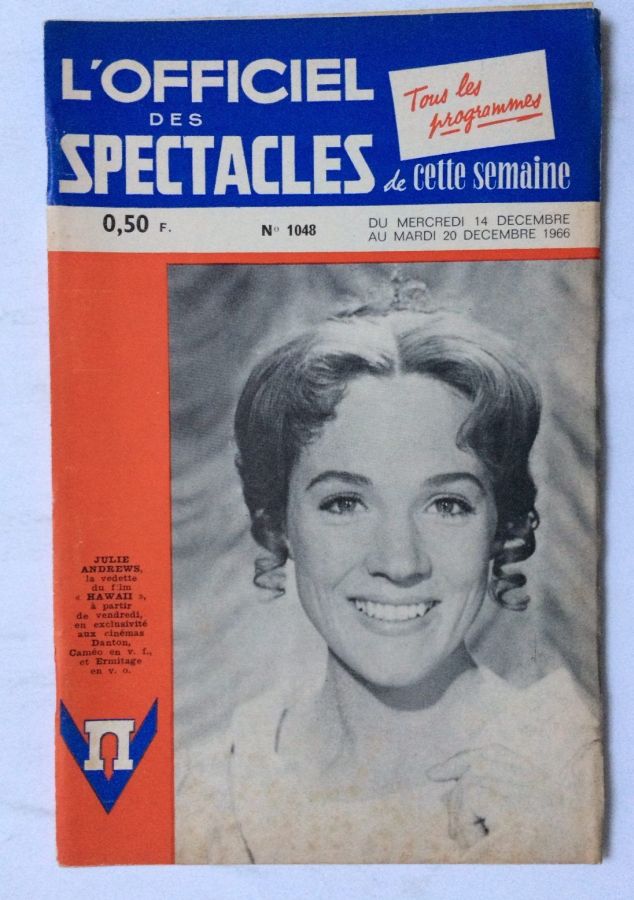 OFFICIEL DES SPECTACLES magazine side cover Issue 1048 14 December 1966