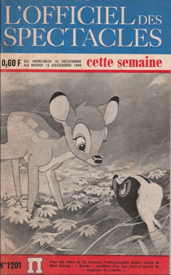 OFFICIEL DES SPECTACLES magazine side cover Issue 1201 10 December 1969