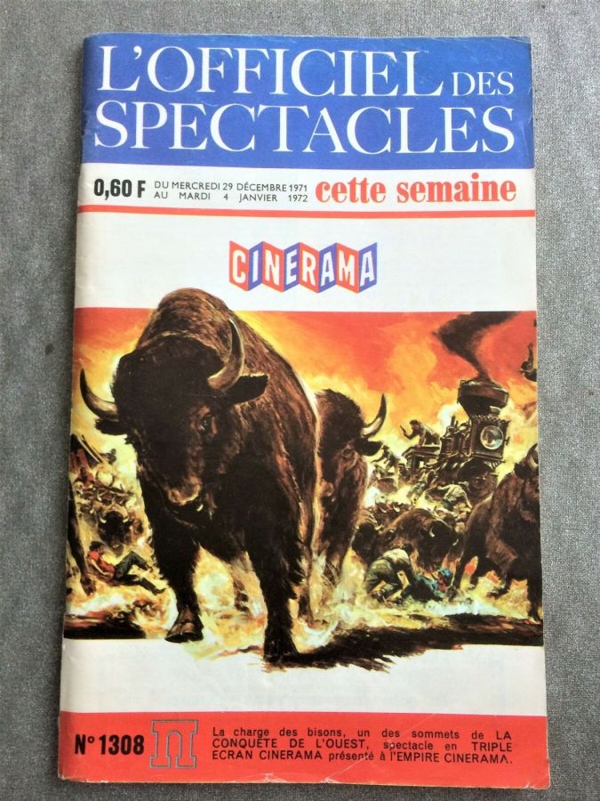OFFICIEL DES SPECTACLES magazine side cover Issue 1308 29 December 1971