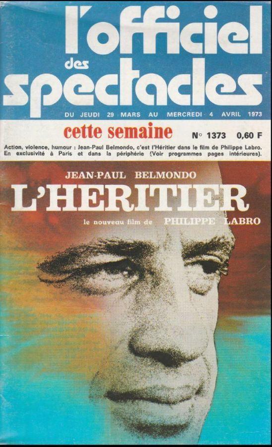 OFFICIEL DES SPECTACLES magazine side cover Issue 1373 29 March 1973