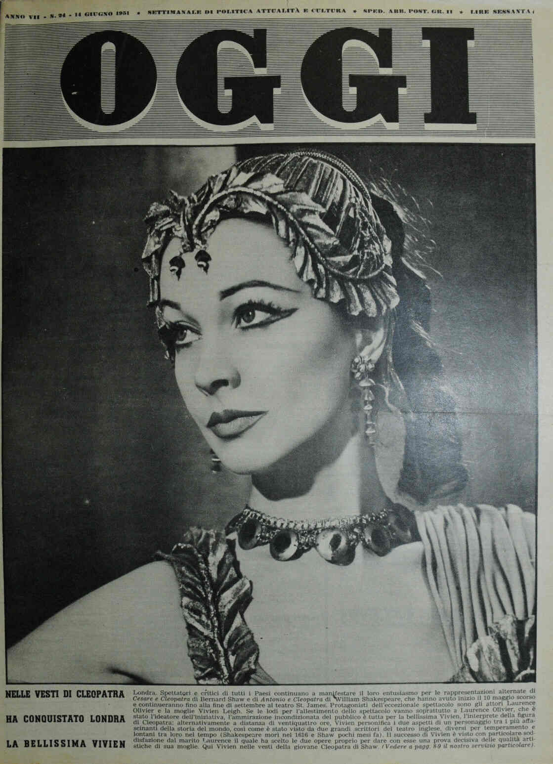 OGGI magazine side cover Issue 24 14 June 1951