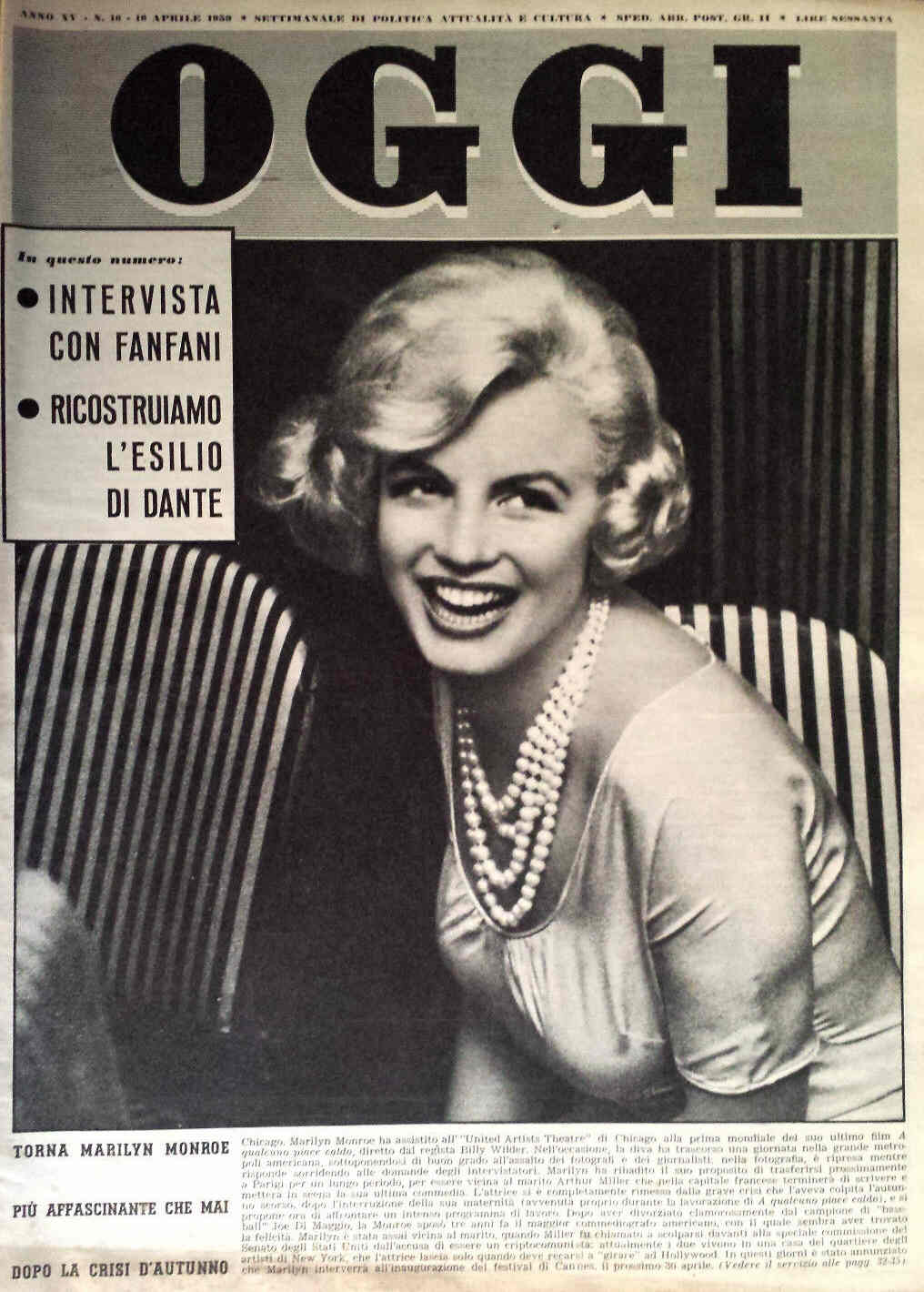 OGGI magazine side cover Issue 16 16 April 1959