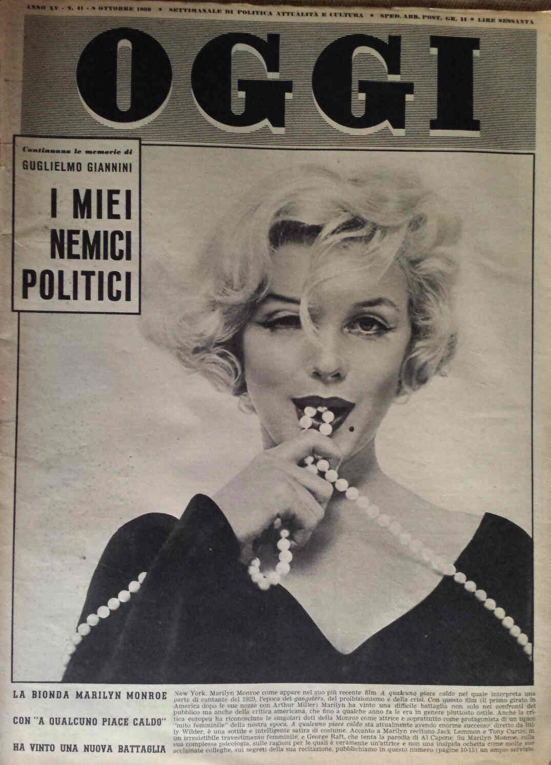 OGGI magazine side cover Issue 41 8 October 1959