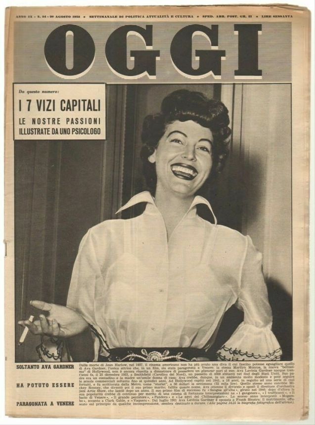 OGGI magazine side cover Issue 34 20 August 1953